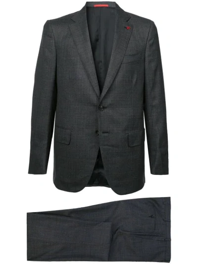 Shop Isaia Checked Two-piece Suit - Grey