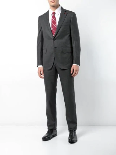Shop Isaia Checked Two-piece Suit - Grey
