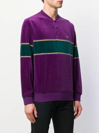 Shop Supreme Velour Snap Henley Top In Purple