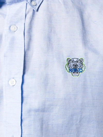 Shop Kenzo Hemd Mit Tigerstickerei - Blau In Blue