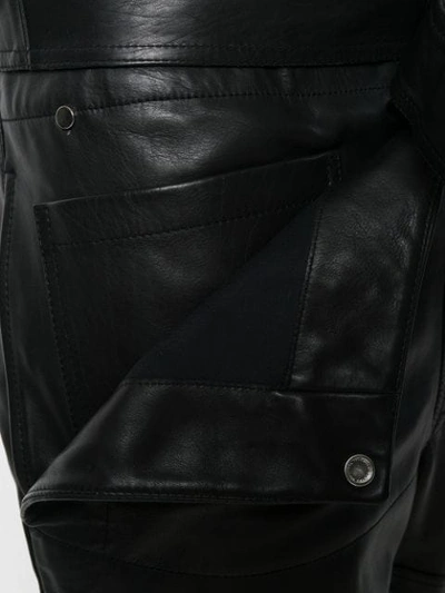 Shop Jw Anderson Men's Fold-front Utility Leather Trousers In Black