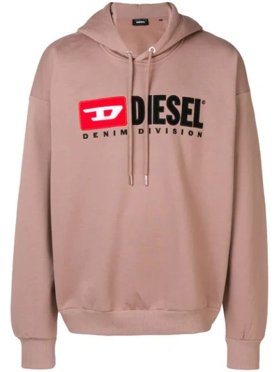 Shop Diesel Logo Print Hoodie In Pink