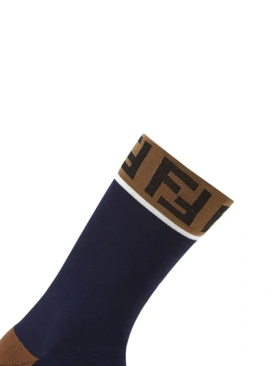 FENDI FF MOTIF SOCKS - 蓝色