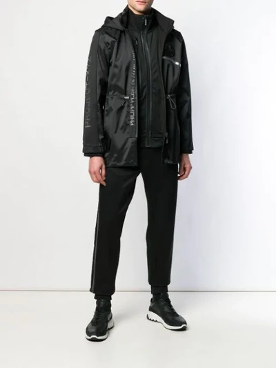 Shop Philipp Plein Metallic Detailed Technical Jacket In Black