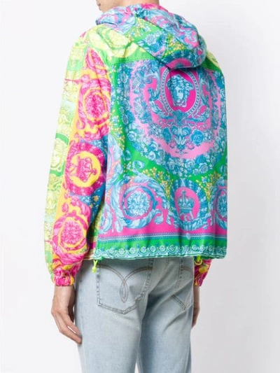 VERSACE BAROQUE PRINT ZIPPED JACKET - 蓝色