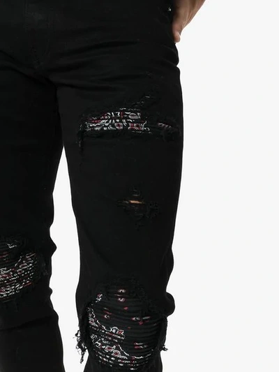 Shop Amiri Skinny-jeans Mit Bandana-einsätzen In Black