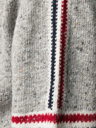 Shop Thom Browne Intarsia Stripe Classic Tweed Pullover - Grey