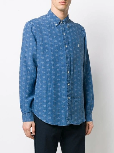 Shop Polo Ralph Lauren Bicycle Print Shirt In Blue