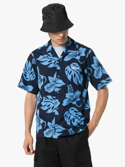 Shop Prada Short-sleeved Hawaiian Shirt In Blue