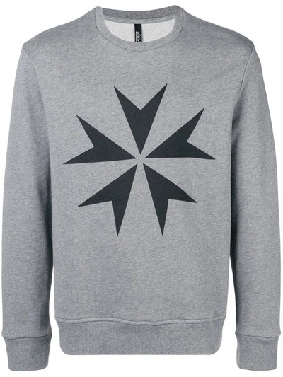 Shop Neil Barrett Military Star Print Sweatshirt In Grey