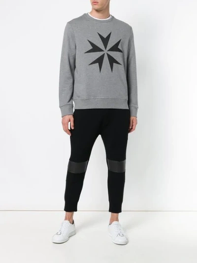 Shop Neil Barrett Military Star Print Sweatshirt In Grey