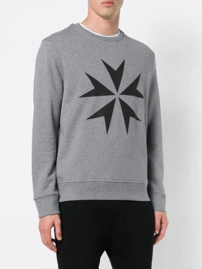 Shop Neil Barrett Military Star Print Sweatshirt In Grey