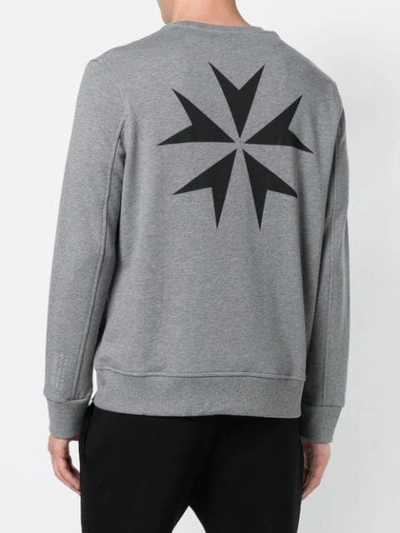 Shop Neil Barrett Military Star Print Sweatshirt In Grey