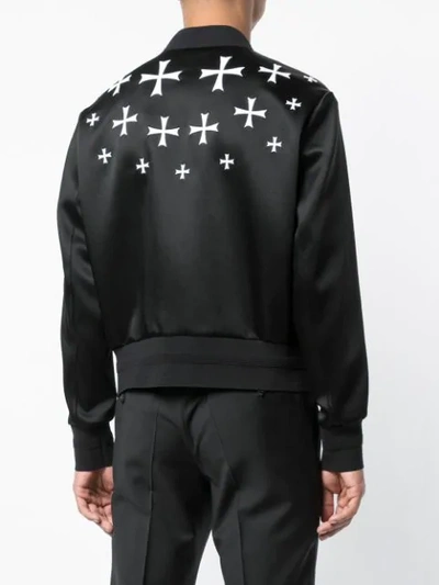 Shop Neil Barrett Cross Print Bomber Jacket In Black/white