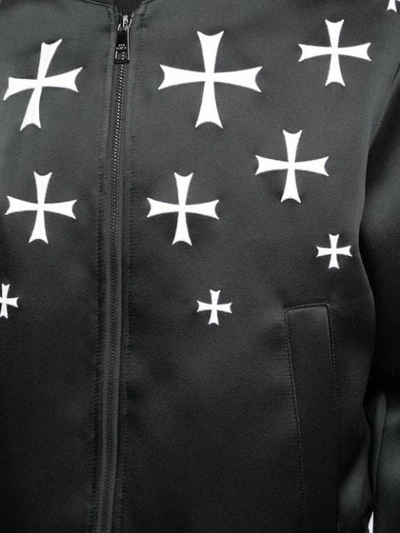 Shop Neil Barrett Cross Print Bomber Jacket In Black/white