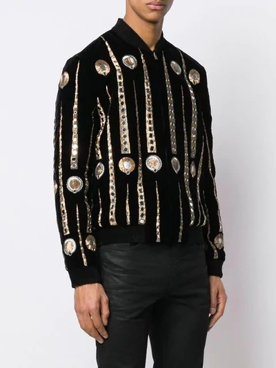 Shop Saint Laurent Teddy Varsity Jacket In 1000 -noir