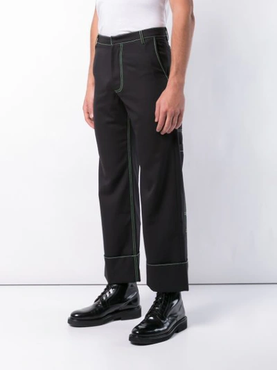 Shop Chin Mens Patch Pocket Trousers - Black