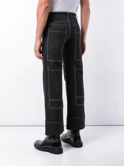 Shop Chin Mens Patch Pocket Trousers - Black