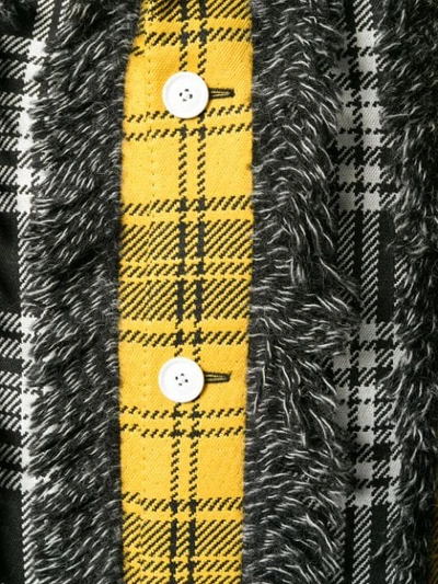 Shop Versace Checked Button Coat In Yellow