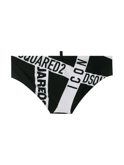 Shop Dsquared2 Logo Swimming Briefs In Black