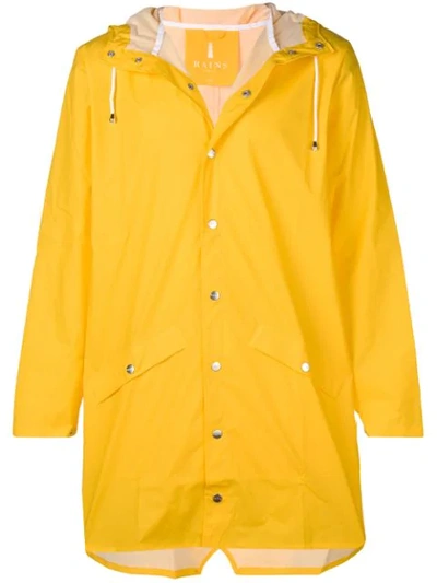 RAINS WATER-RESISTANT HOODED COAT - 黄色