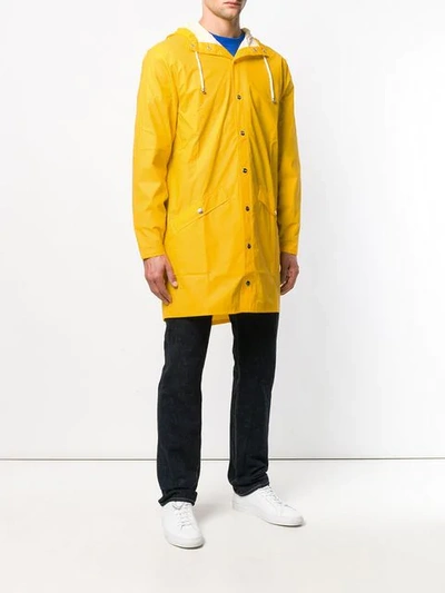 RAINS WATER-RESISTANT HOODED COAT - 黄色