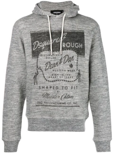 Shop Dsquared2 Printed Hooded Sweatshirt In Grey