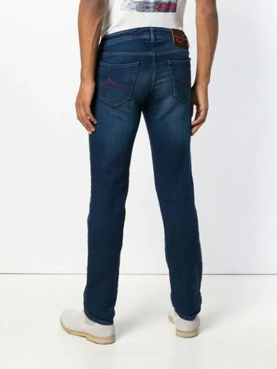 Shop Jacob Cohen Stonewashed Bootcut Jeans In Blue