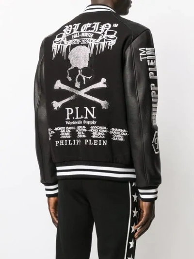 Shop Philipp Plein Embroidered Bomber Jacket In Black