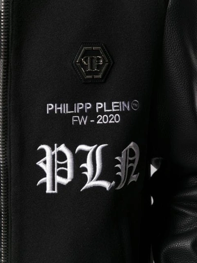 Shop Philipp Plein Embroidered Bomber Jacket In Black