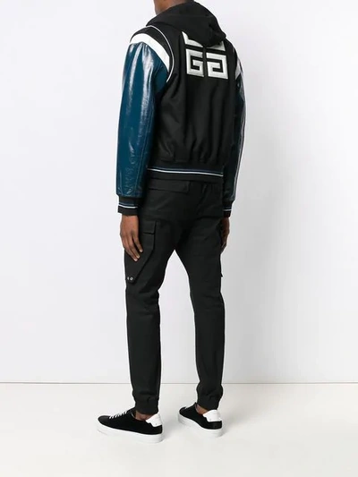 GIVENCHY CONTRAST SLEEVE BOMBER JACKET - 黑色