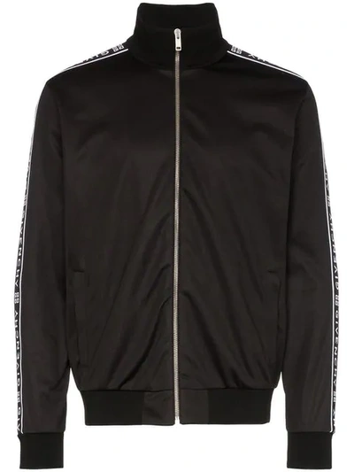 Shop Givenchy Ticker Sleeve Logo Zip Up Track Jacket In Black