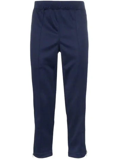 Shop Comme Des Garçons Shirt Striped Cropped Sweat Pants In Blue