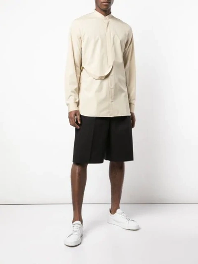Shop Jil Sander Collarless Shirt With Strap Detail In Neutrals