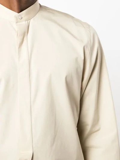 Shop Jil Sander Collarless Shirt With Strap Detail In Neutrals