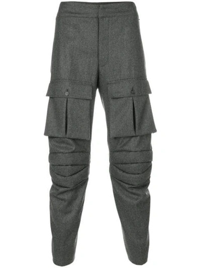 Shop Thom Browne Articulated Solid Wool Flannel Trouser - Grey