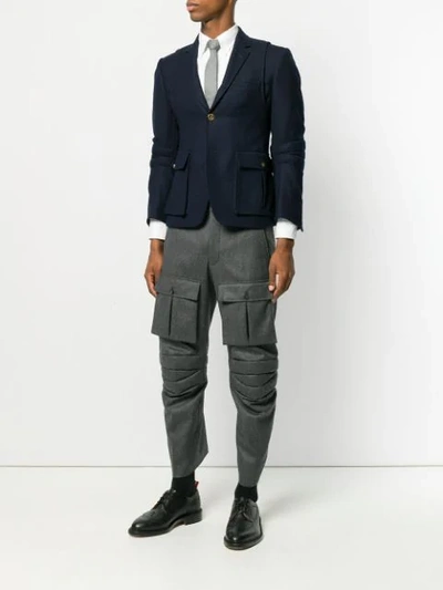 Shop Thom Browne Articulated Solid Wool Flannel Trouser - Grey