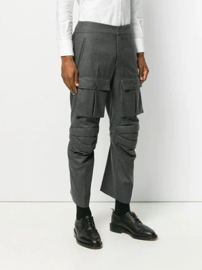 Shop Thom Browne Articulated Solid Wool Flannel Trouser - Grey