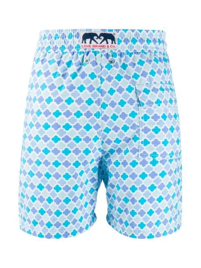 Shop Love Brand Printed Swim Shorts In Blue