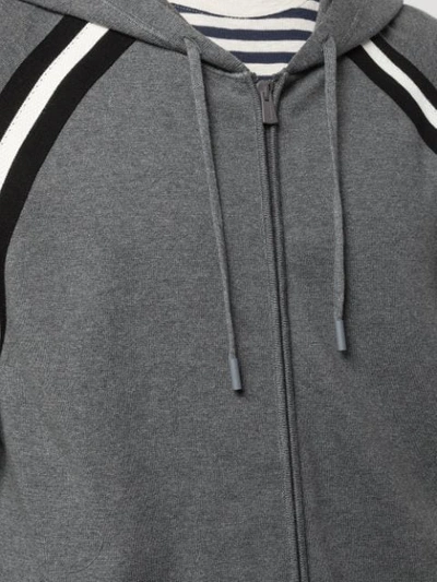 Shop Bally Stripe Detail Zip Hoodie In Grey