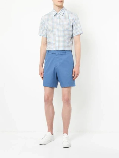 Shop Gieves & Hawkes Checked Short Sleeved Shirt In Blue