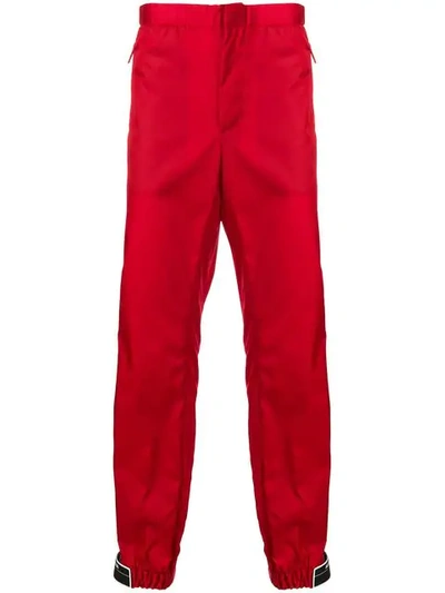 Shop Prada Shiny Tapered Trousers In F0aa6 Red