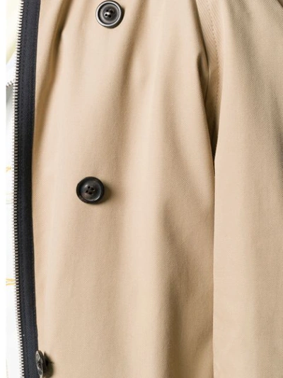 Shop Maison Margiela Trench Denim Hybrid Coat In Brown