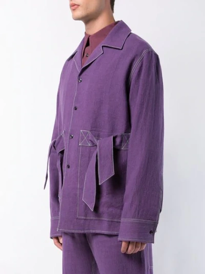 Shop Chin Mens Ribbon Pocket Shirt In Purple
