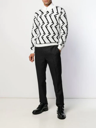 Shop Fendi Ff Roof Sweater In White