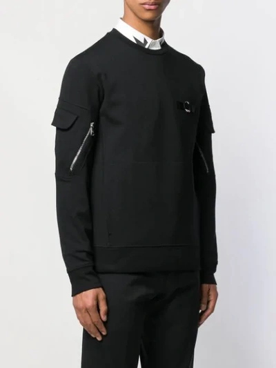 Shop Neil Barrett Zip Detail Sweatshirt In Black