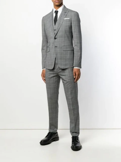 Shop Dsquared2 Checked Three-piece Suit In Grey
