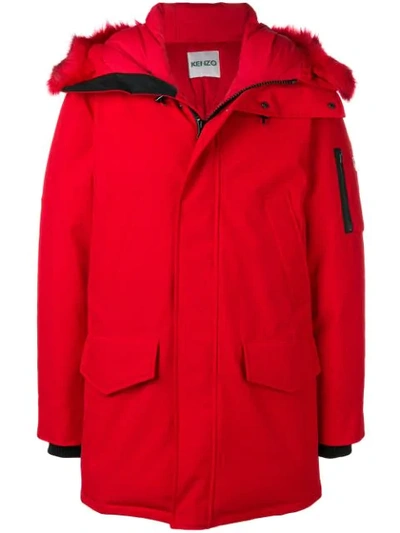 Shop Kenzo Padded Coat In Red