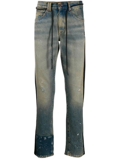 OFF-WHITE TWO-TONE DENIM JEANS - 蓝色