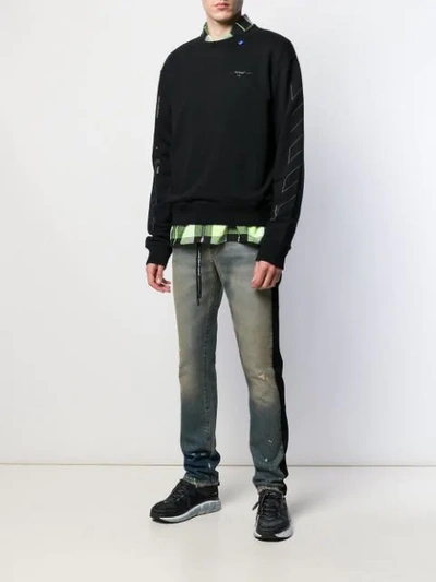 OFF-WHITE TWO-TONE DENIM JEANS - 蓝色